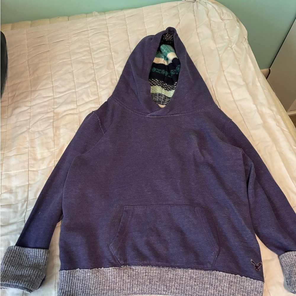 American Eagle Outfitters Purple Hoodie with Patterned Lining